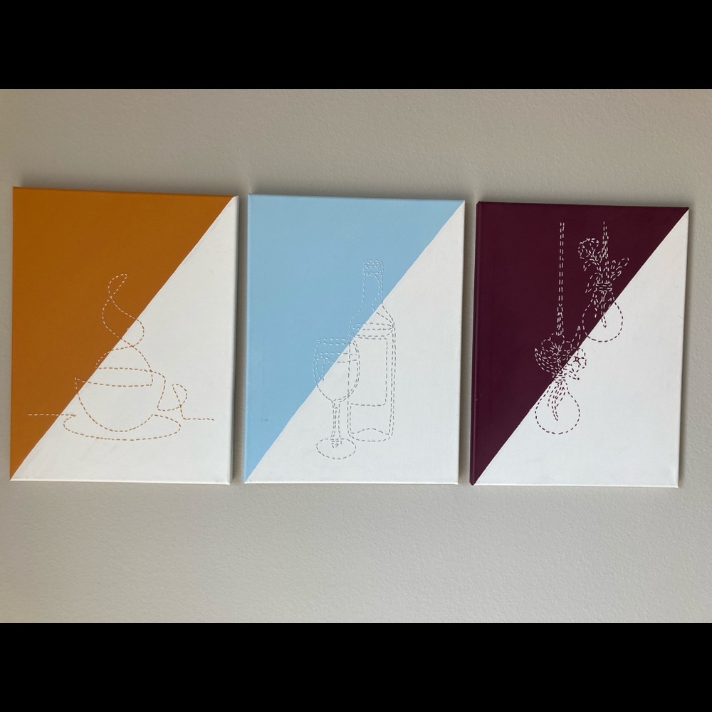 Home decor. Set of 3 canvas art.